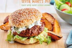 Welsh Lamb harissa burgers with a minty dip